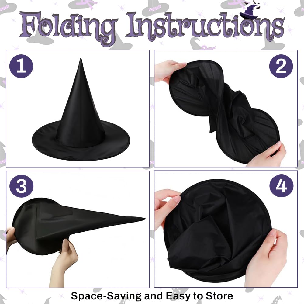 CGIYYAR 15 PCS Halloween Witch Hats - Hanging Decor Kit for Indoor & Outdoor Parties