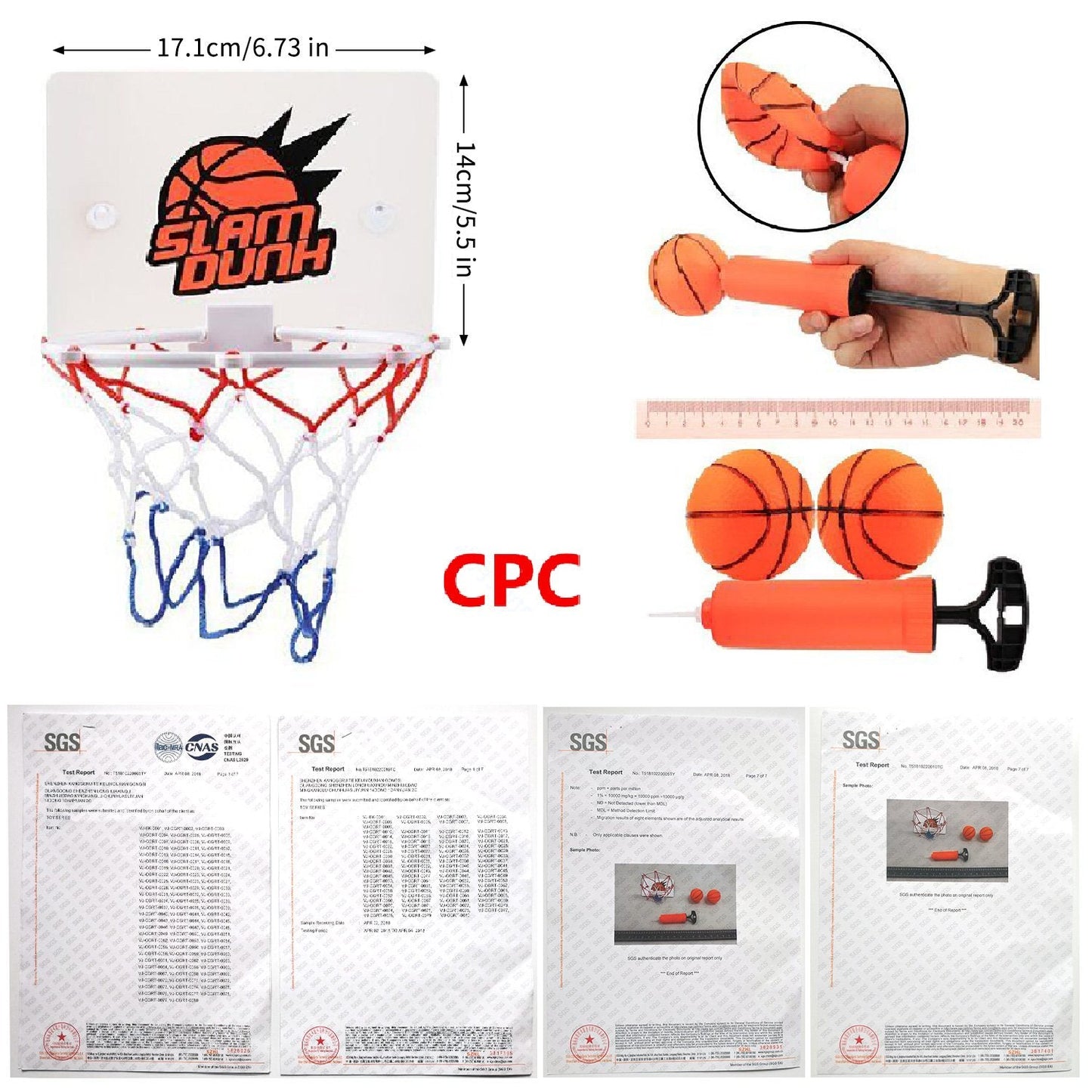 CGRTEUNIE Congerate Slam Dunk Mini Basketball Hoop — Over-the-Door Indoor Fun