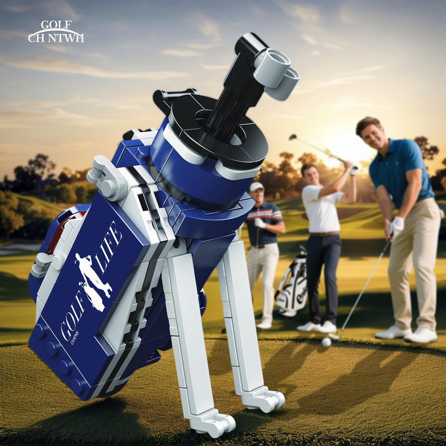 CH NTWH Golf Bag Toy Building Set - LEGO Compatible Golf Decor & Gift