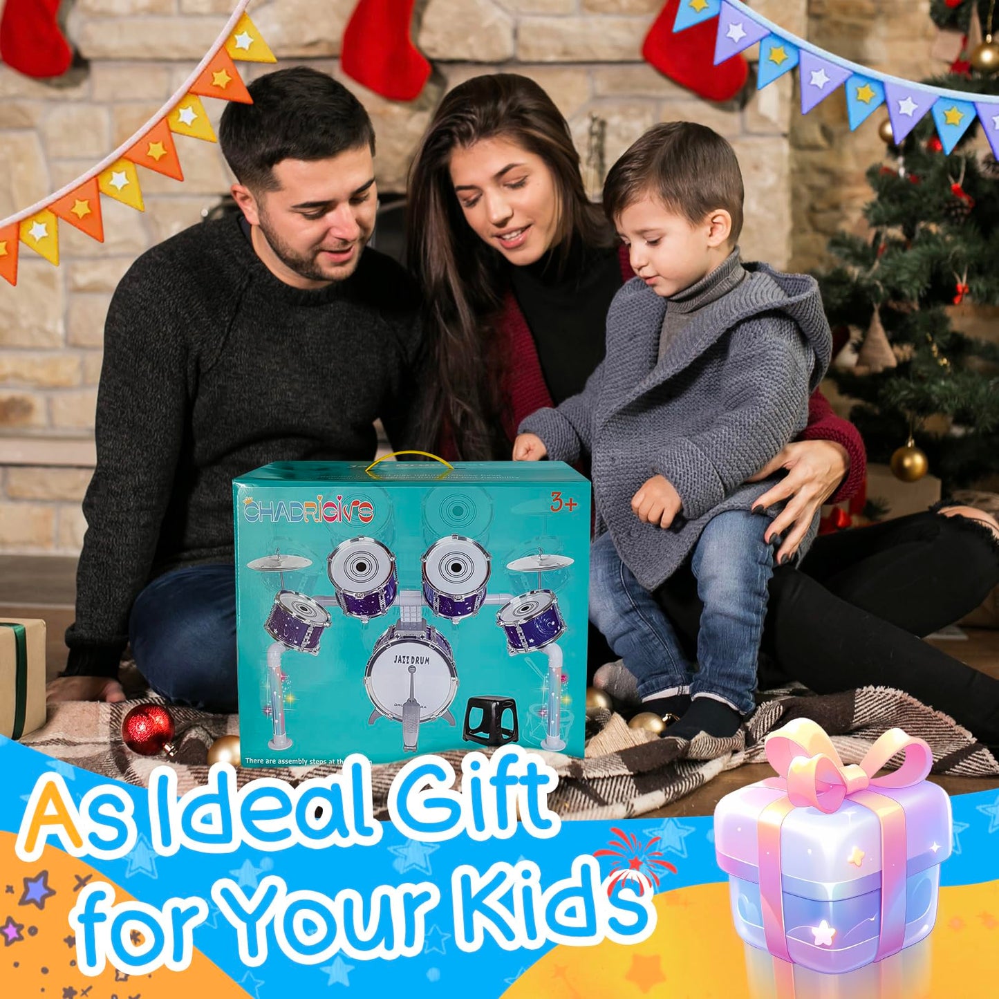 CHADRIGIVS Upgraded Kids Drum Set Blue – 5-Drums Jazz Kit for Toddlers 3–7