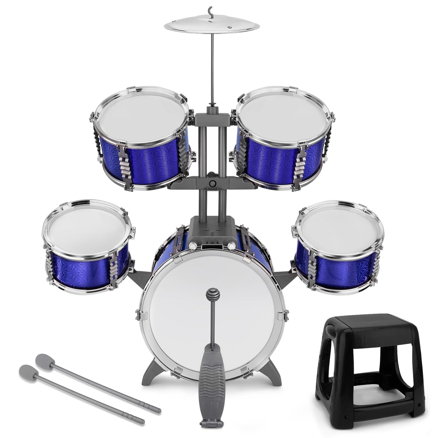 CHADRIGIVS Kids 5-Piece Drum Set with Stool — Beginner Jazz Kit for Ages 3-7