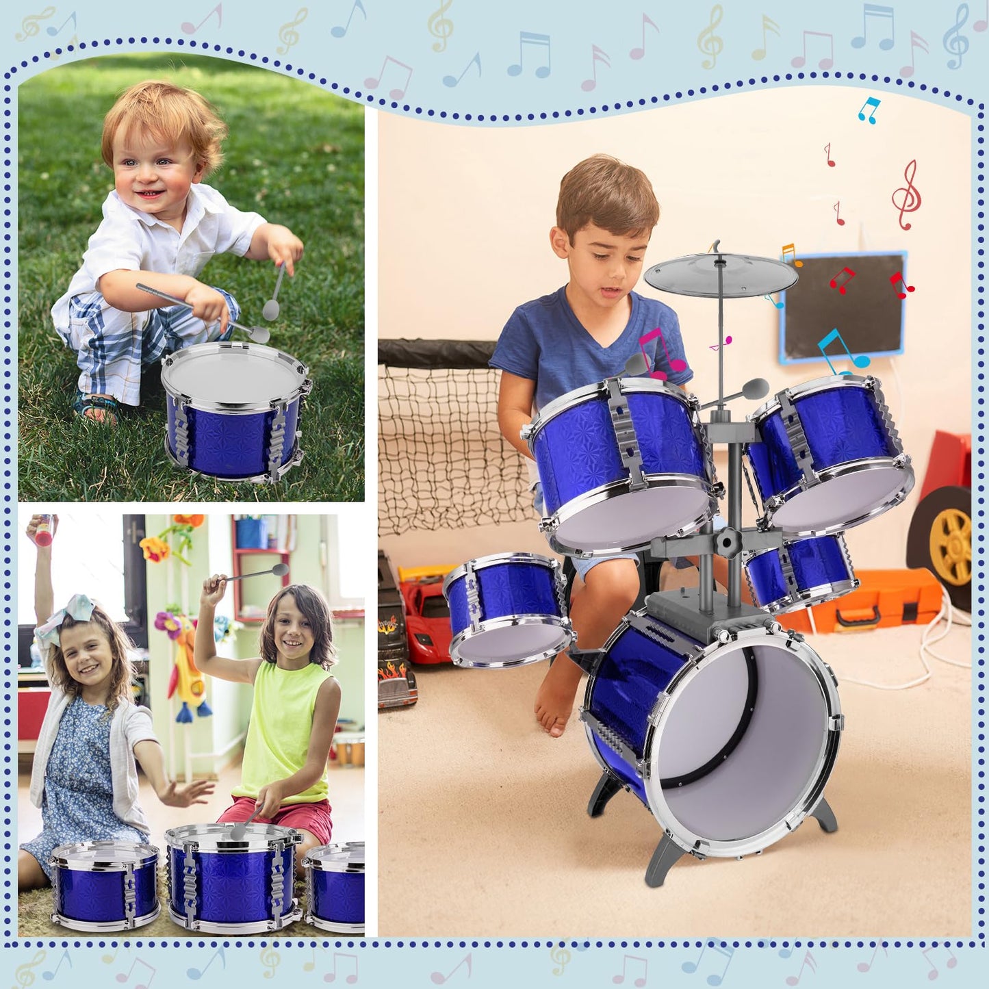 CHADRIGIVS Kids 5-Piece Drum Set with Stool — Beginner Jazz Kit for Ages 3-7