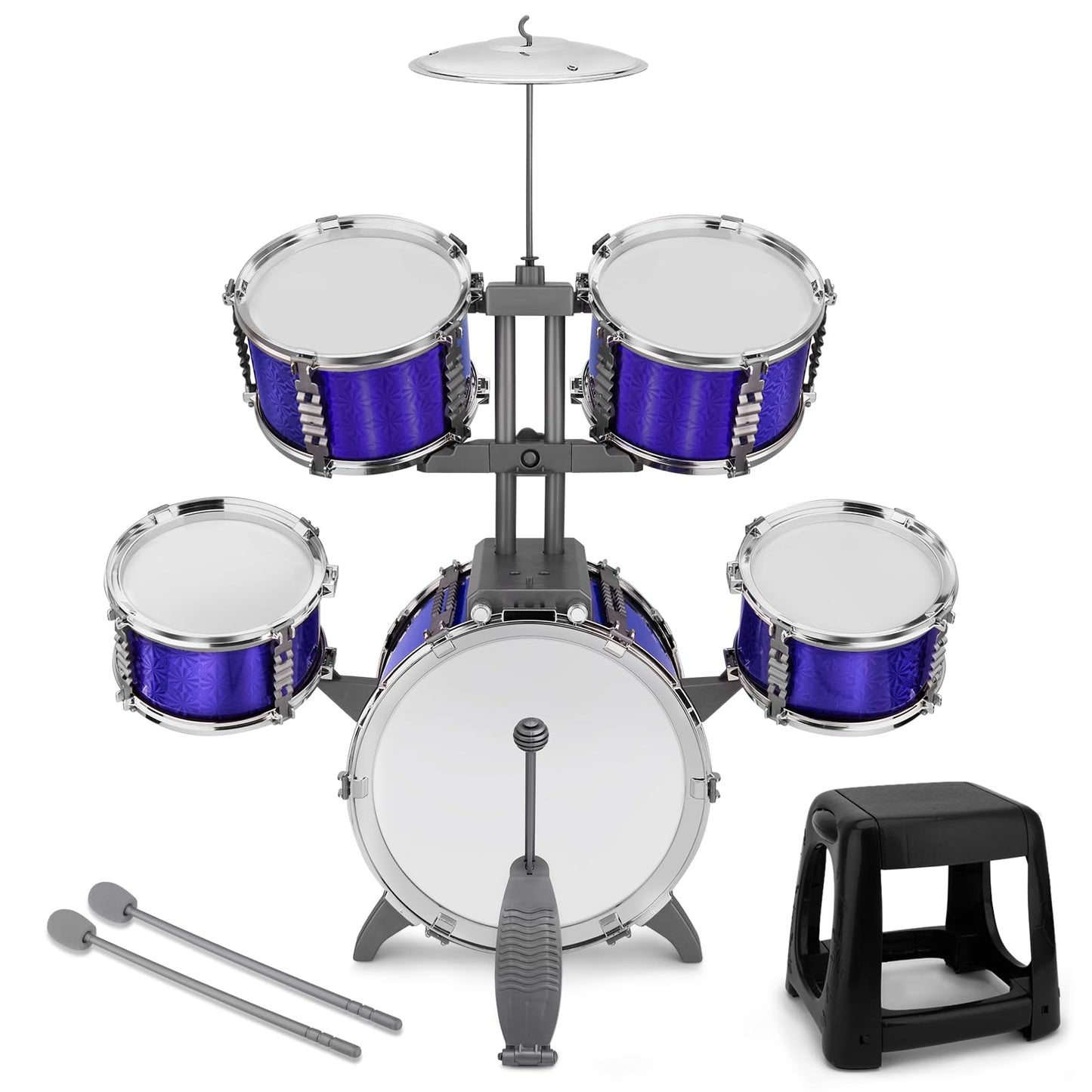 CHADRIGIVS Kids 5-Piece Drum Set with Stool — Beginner Jazz Kit for Ages 3-7