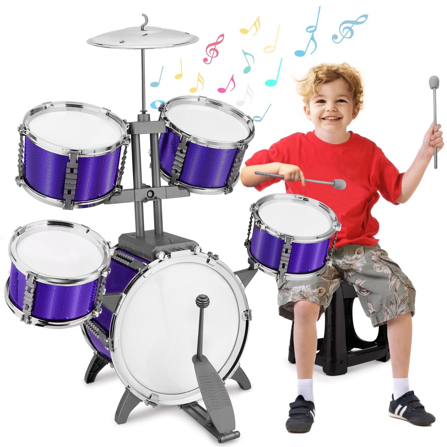 CHADRIGIVS Kids Jazz Drum Set – 5-Piece Toddler Percussion Kit for Ages 3-7 | Educational Playset