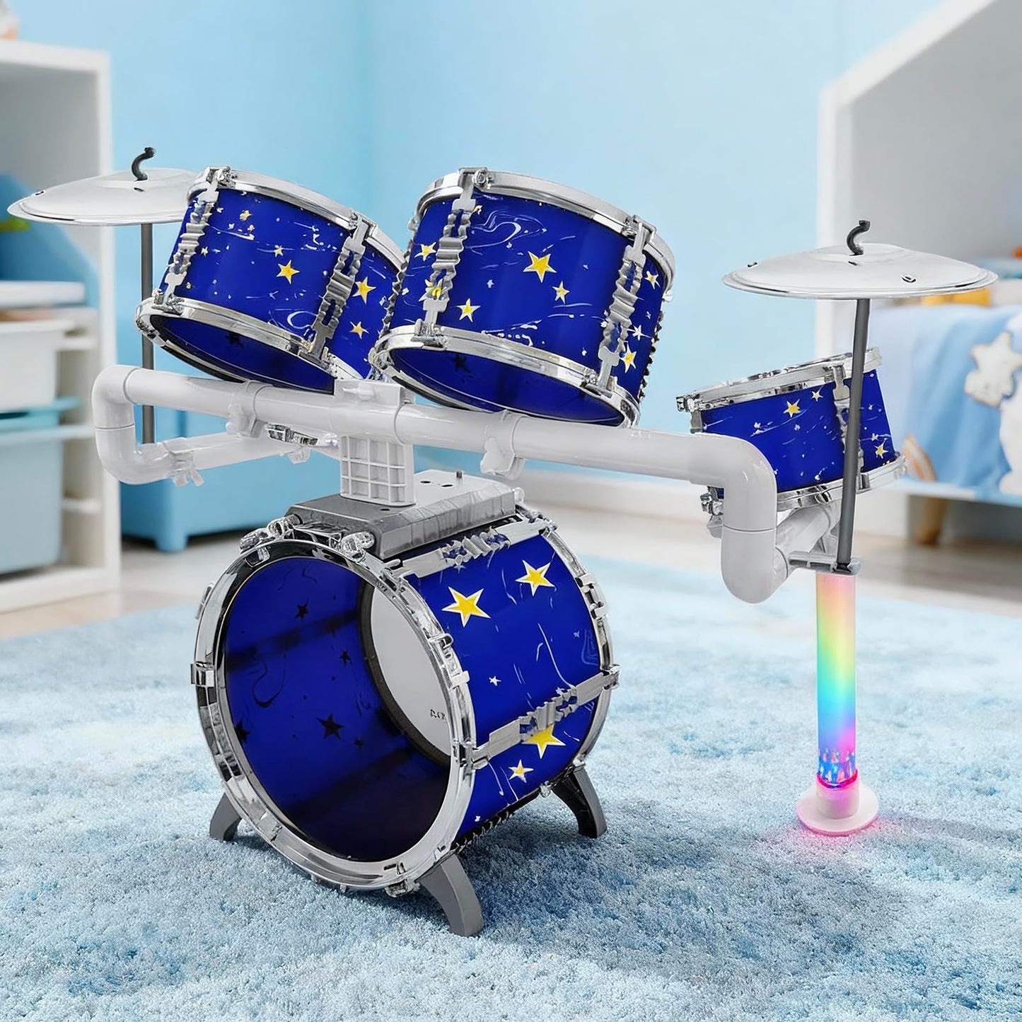 CHADRIGIVS Upgraded Kids Drum Set Blue – 5-Drums Jazz Kit for Toddlers 3–7