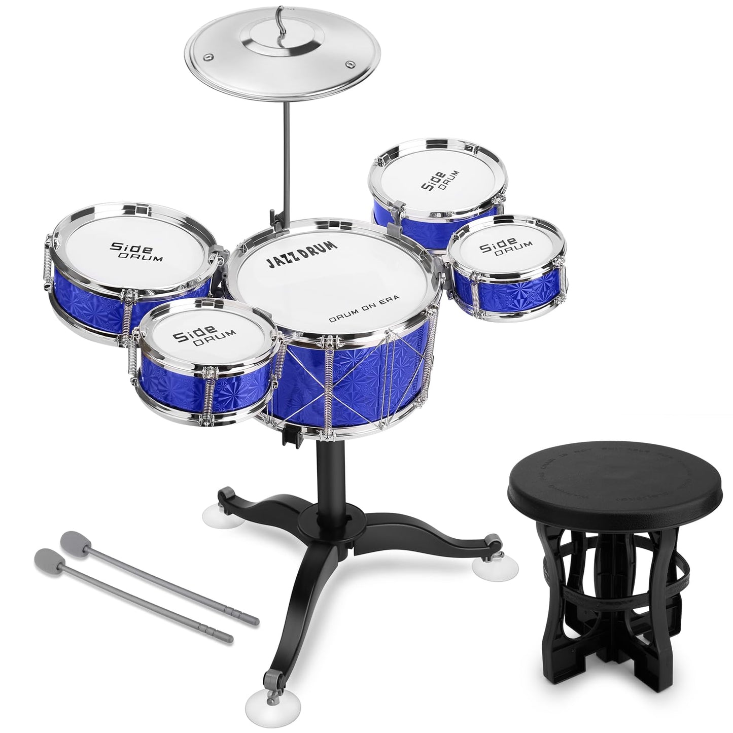 CHADRIGIVS Toddler Drum Set 8-Piece Blue | Educational Kids Jazz Drum Kit