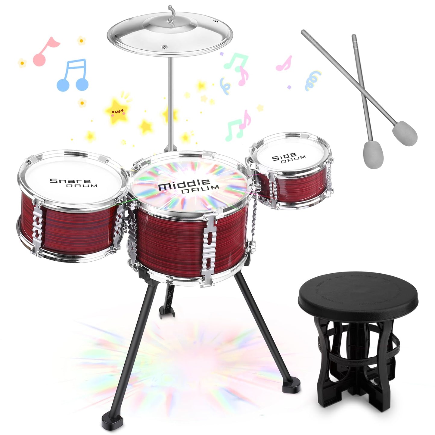 CHADRIGIVS Upgraded Toddler Drum Set with Lights – Kids Jazz Drum Kit for Ages 3-5