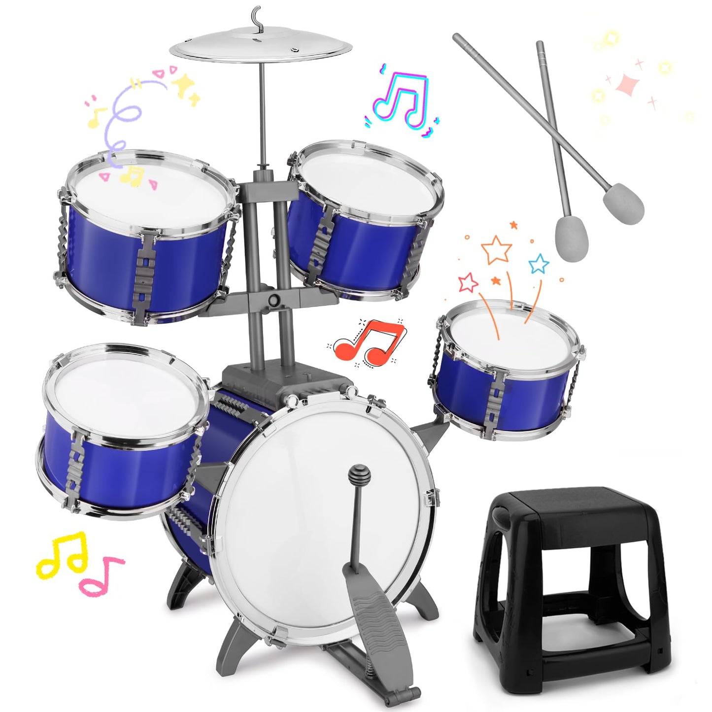 CHADRIGIVS Upgraded Kids Drum Set for Toddlers – Plastic Jazz Drum Kit (Ages 3–6)