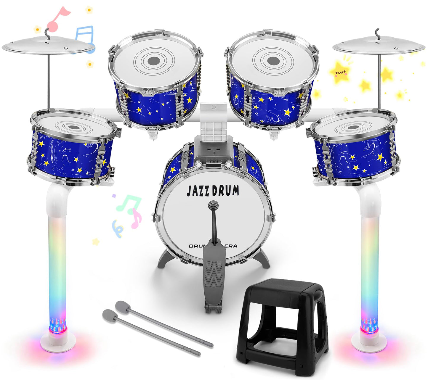 CHADRIGIVS Upgraded Kids Drum Set Blue – 5-Drums Jazz Kit for Toddlers 3–7