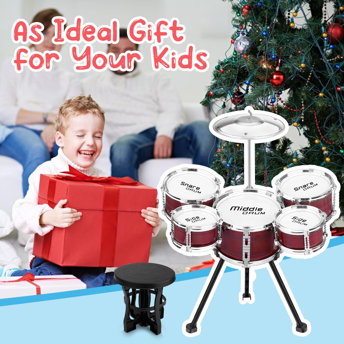 CHADRIGIVS Upgraded 5-Piece Kids Drum Set for Toddlers (Ages 3-5)