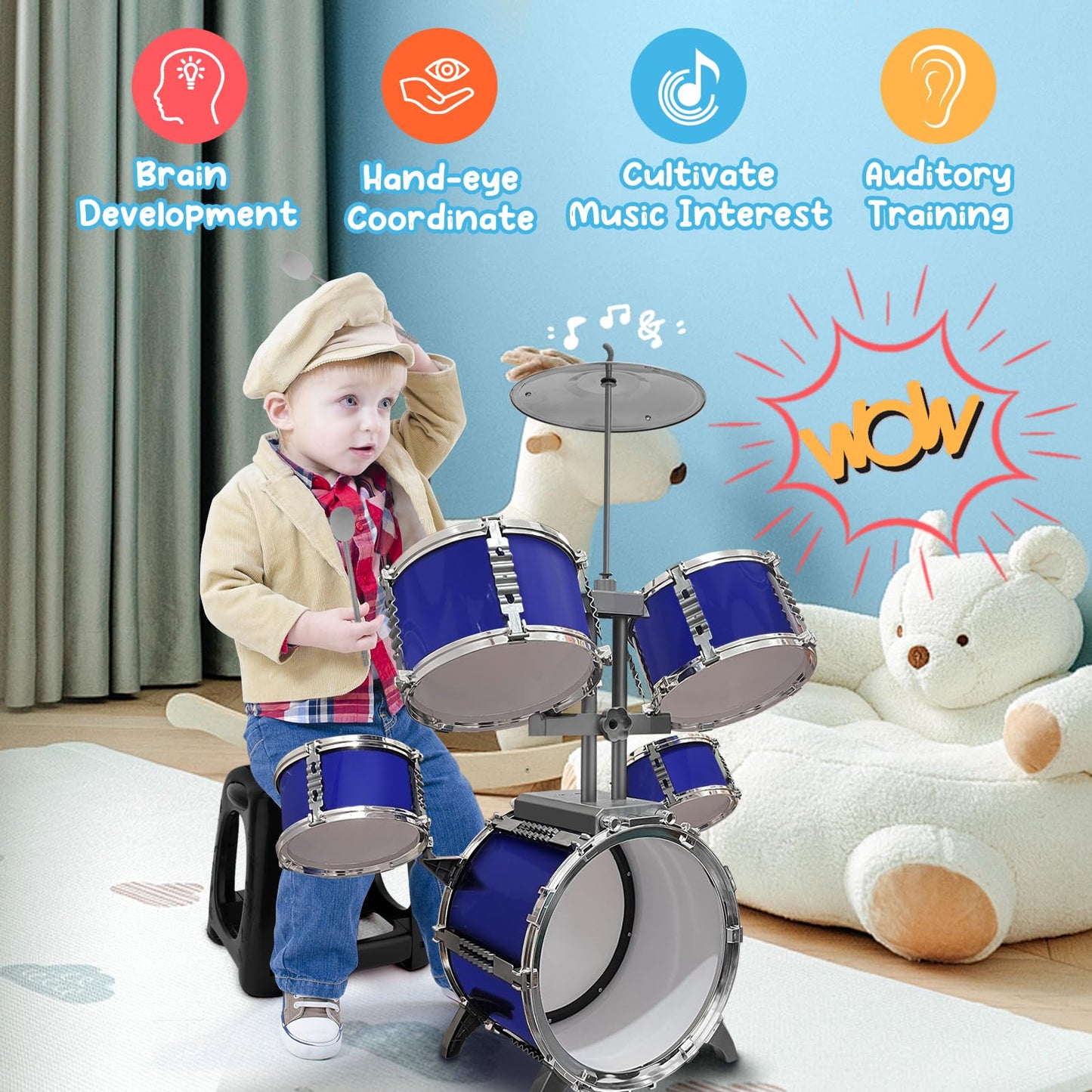 CHADRIGIVS Upgraded Kids Drum Set for Toddlers – Plastic Jazz Drum Kit (Ages 3–6)