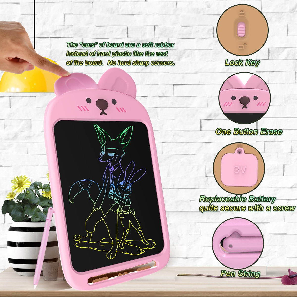 CHAFEGY 10-Inch LCD Writing Tablet – Rabbit Doodle Pad for Kids 2-6