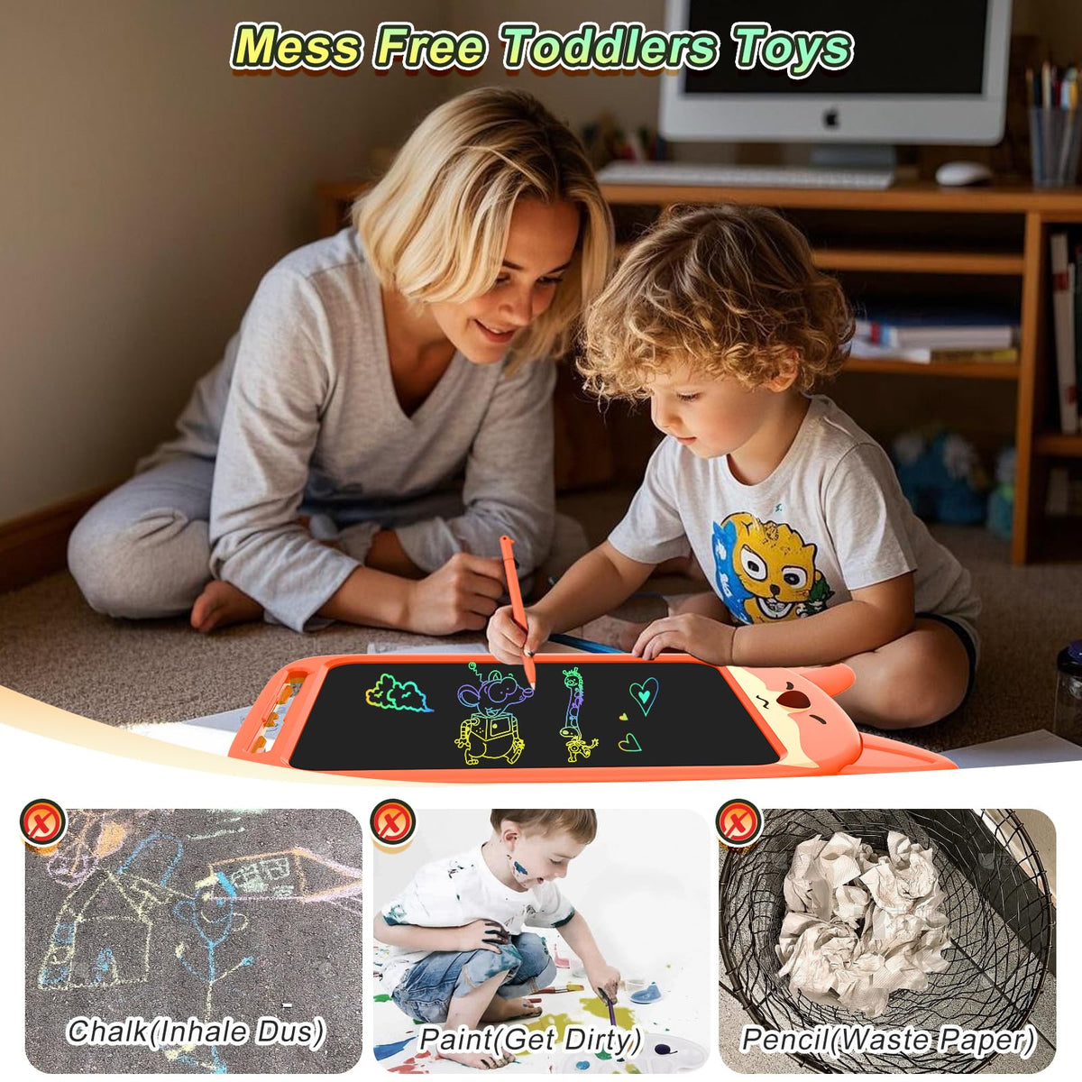 CHAFEGY Fox LCD Writing Tablet 10-Inch | Doodle Board for Kids Ages 3-8 – Educational Gift
