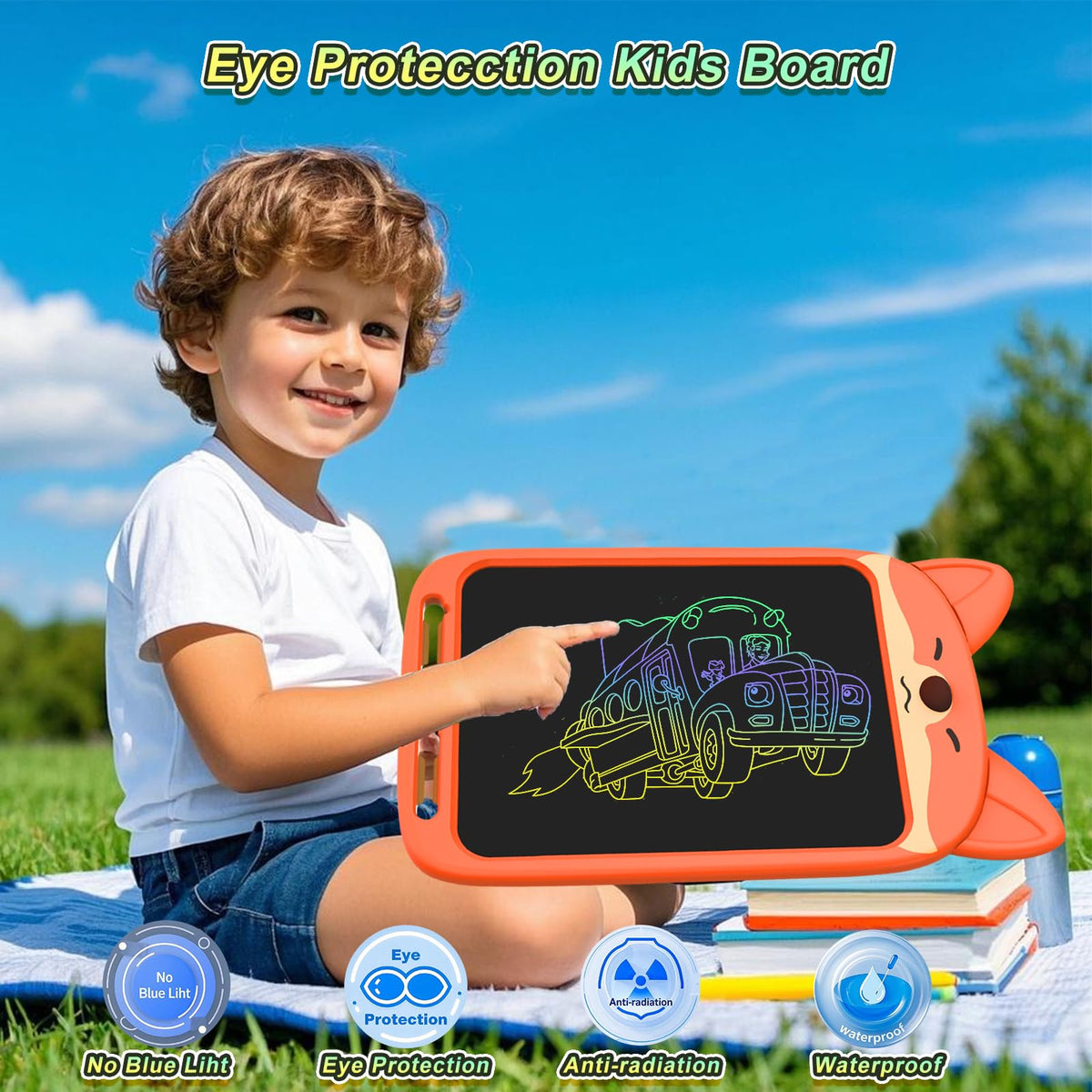 CHAFEGY Fox LCD Writing Tablet 10-Inch | Doodle Board for Kids Ages 3-8 – Educational Gift