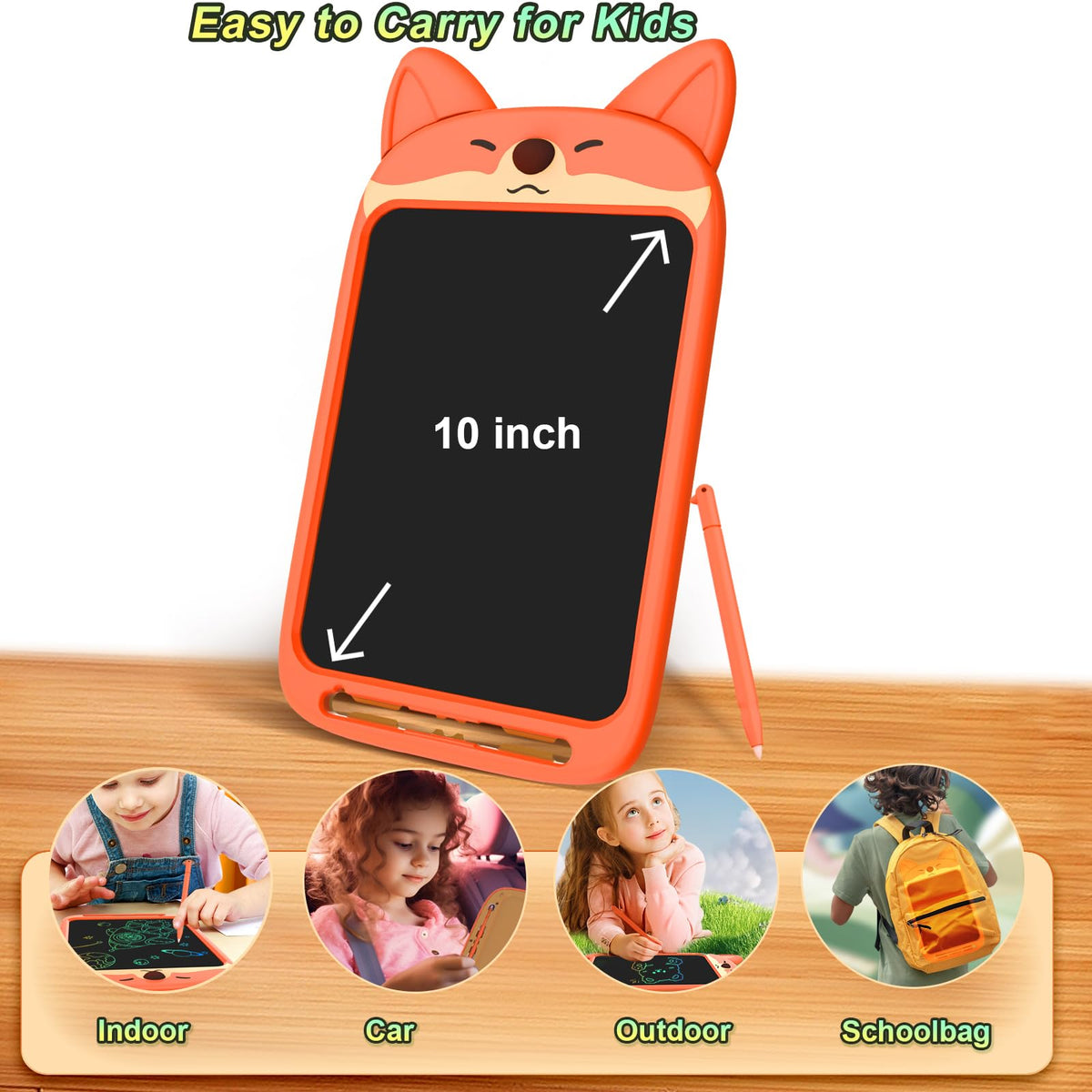 CHAFEGY Fox LCD Writing Tablet 10-Inch | Doodle Board for Kids Ages 3-8 – Educational Gift