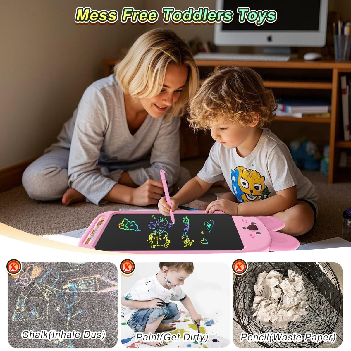 CHAFEGY 10-Inch LCD Writing Tablet – Rabbit Doodle Pad for Kids 2-6