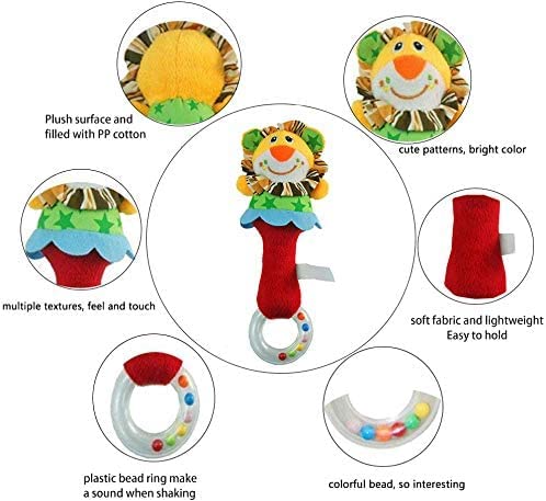 CHAFIN Baby Soft Rattles Shaker – 2-Pack Plush Elephant & Lion Toys for Infants
