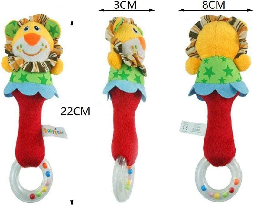 CHAFIN Baby Soft Rattles Shaker – 2-Pack Plush Elephant & Lion Toys for Infants