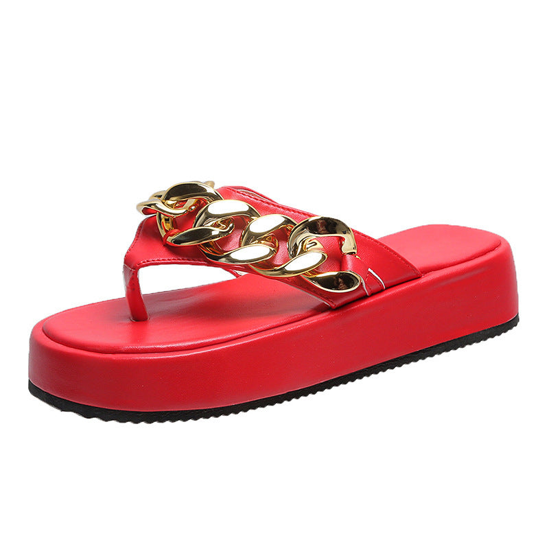 Chain Slippers, Summer Fashion Thong Sandals, Flip Flops, Large Size Herringbone Shoes