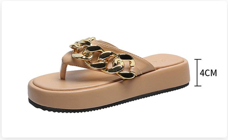 Chain Slippers, Summer Fashion Thong Sandals, Flip Flops, Large Size Herringbone Shoes