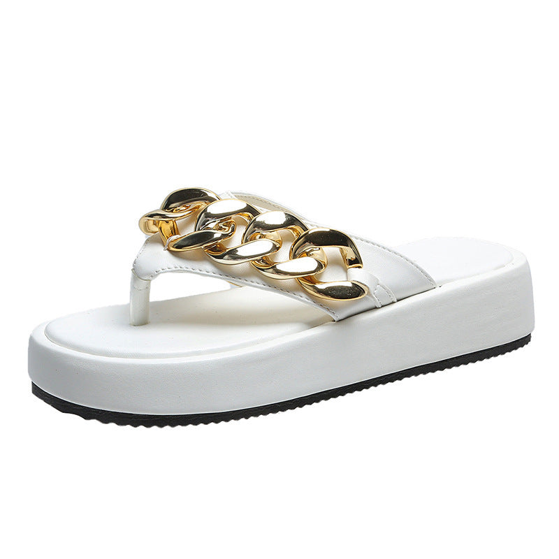 Chain Slippers, Summer Fashion Thong Sandals, Flip Flops, Large Size Herringbone Shoes