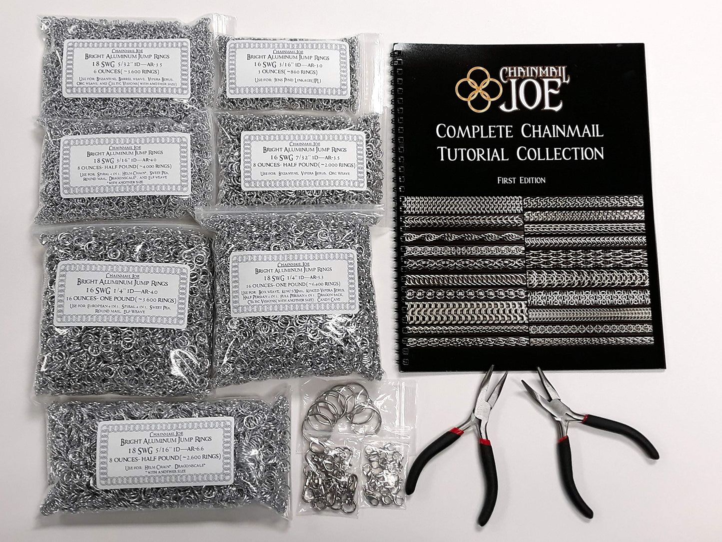 Chainmail Joe Complete Chainmail Kit – 23,000 Rings, 20 Weaves, Pliers & Tutorial Book