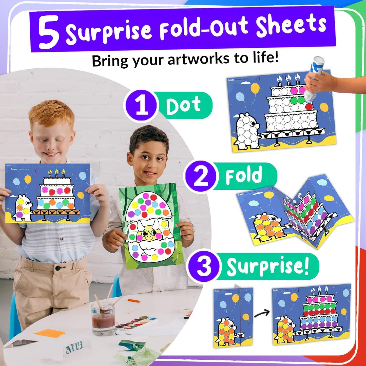 Chalkola 8 Washable Dot Markers for Toddlers 1-3 | 20-Page Coloring Activity Book Kit