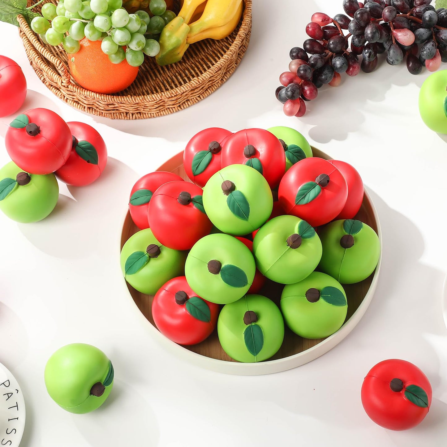 Chalyna 30-Piece Fruit Stress Ball Set – Red & Green PU Squeeze Balls (2.8 inch) for Hand Exercise