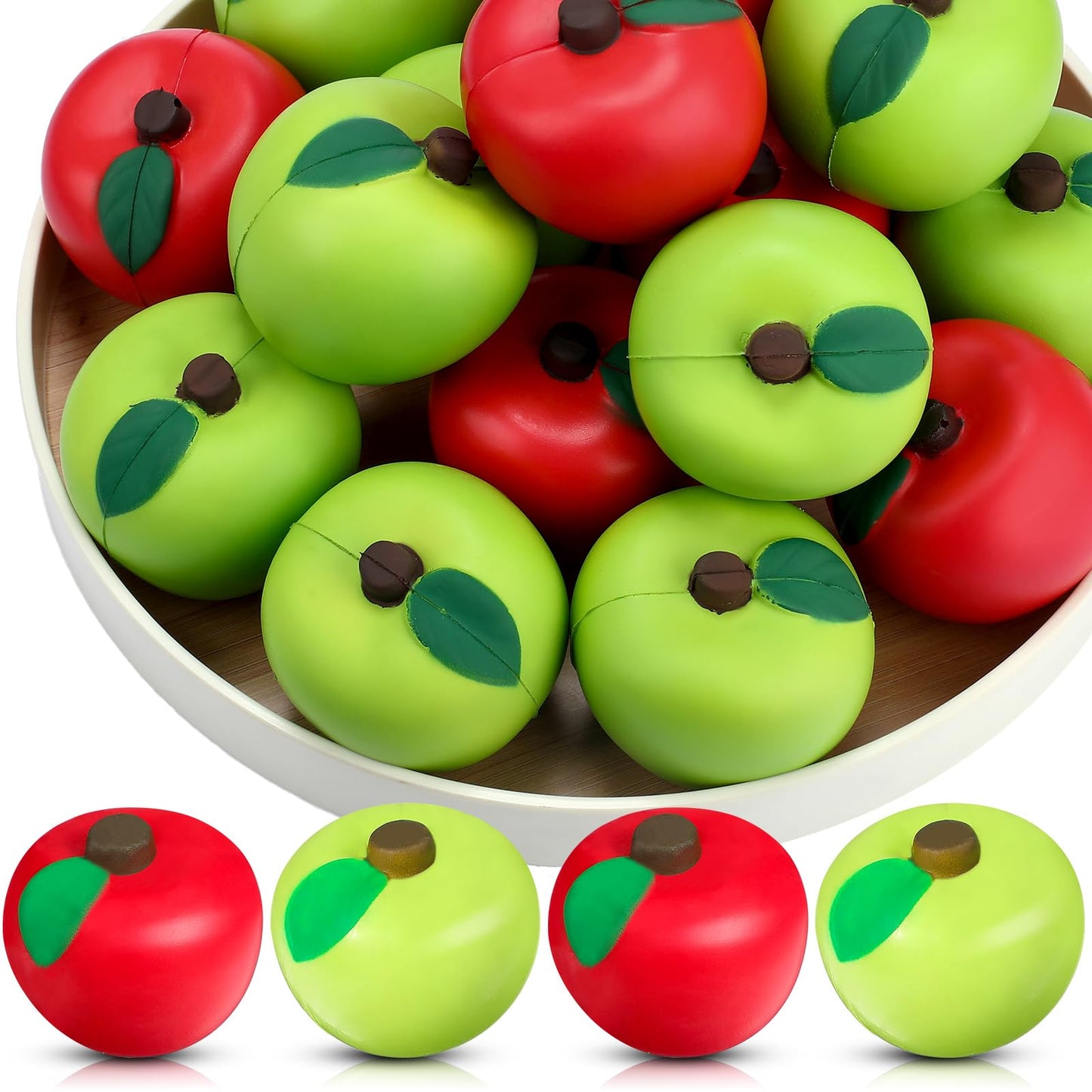 Chalyna 30-Piece Fruit Stress Ball Set – Red & Green PU Squeeze Balls (2.8 inch) for Hand Exercise
