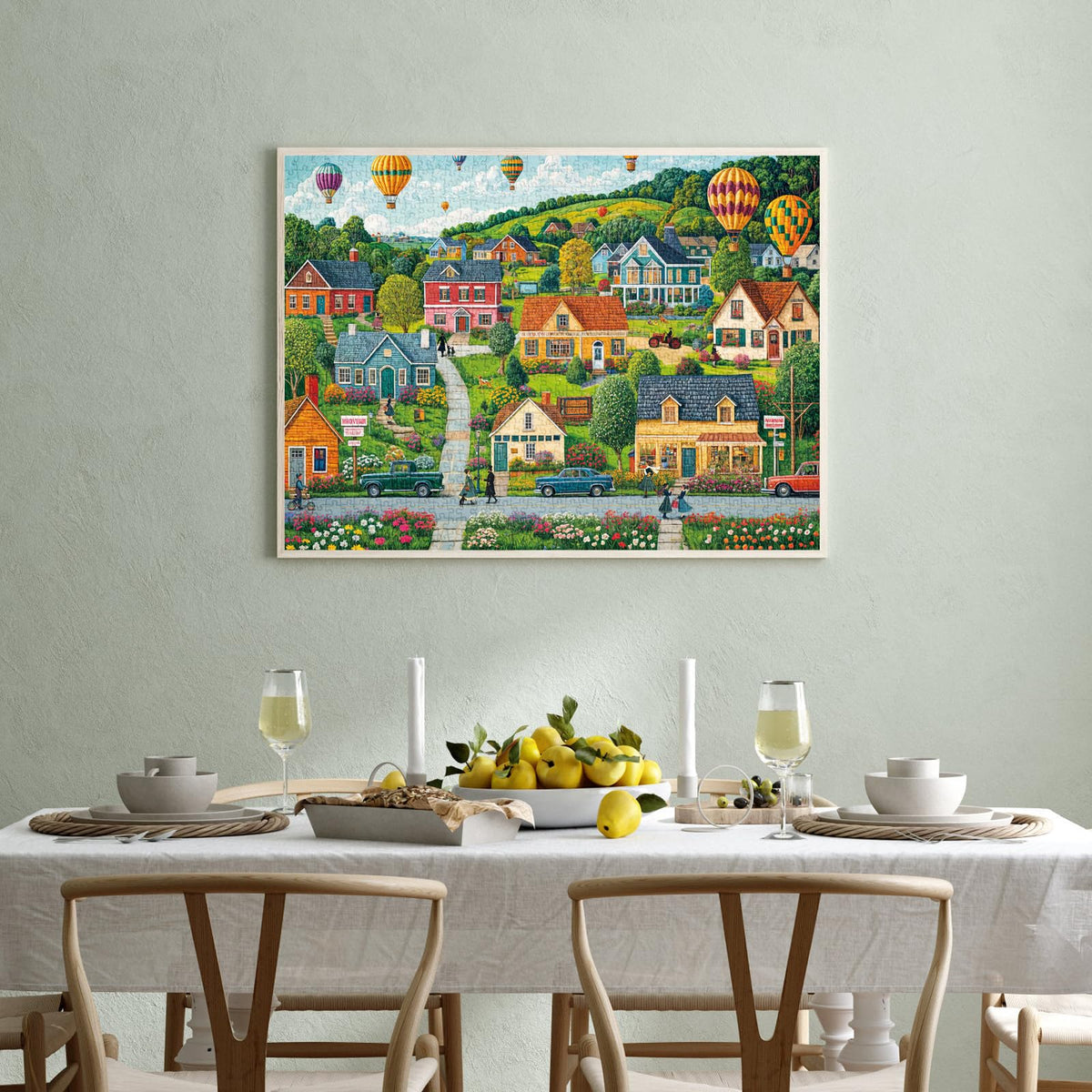 Chalzidar 1000-Piece Jigsaw Puzzle for Adults – Interlocking Pieces, Letter on Back, No Dust, 1:1 Poster – Happy Town