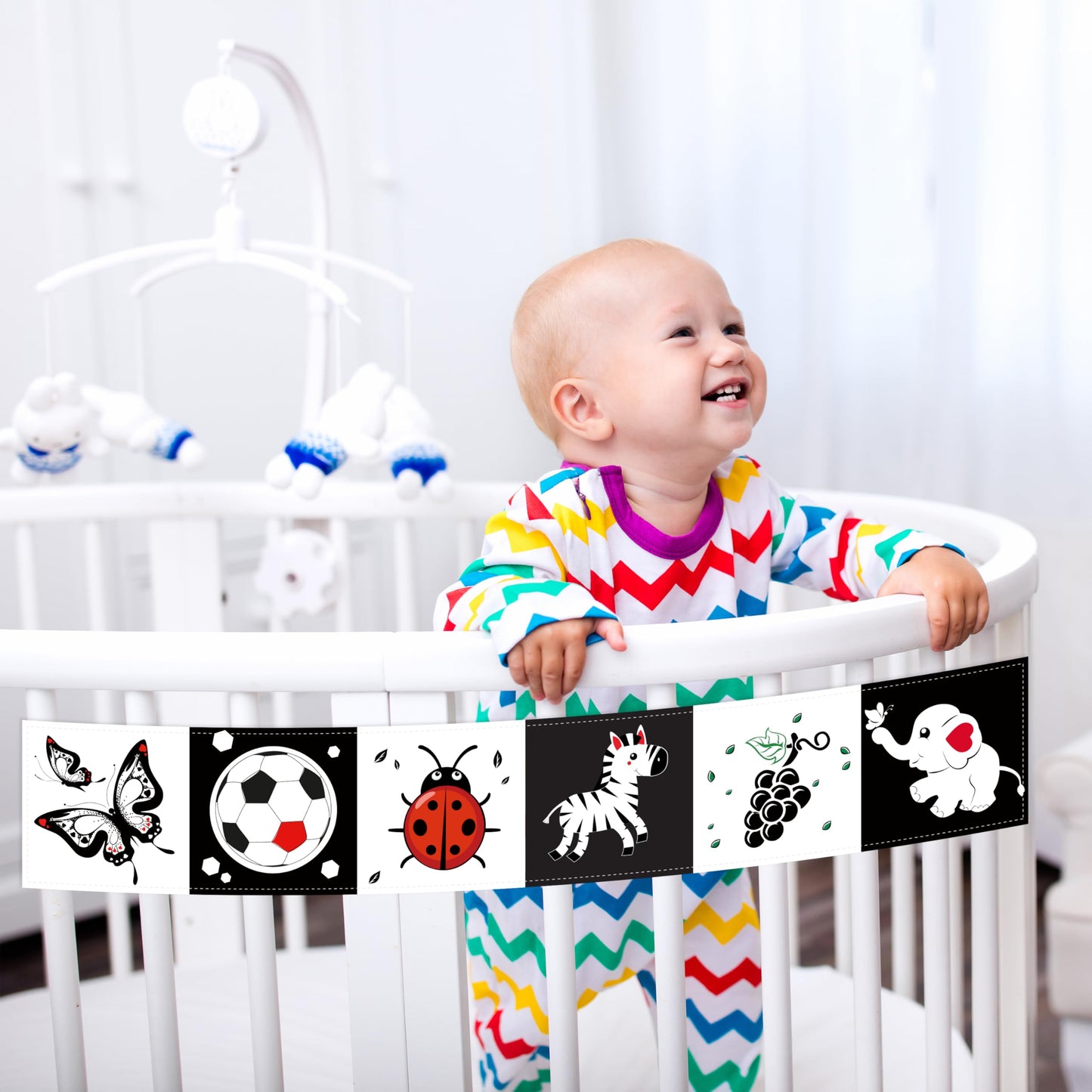 Chambom Black and White Baby Toys – High-Contrast Tummy Time Book & Sensory Montessori Toys for 0-12 Months