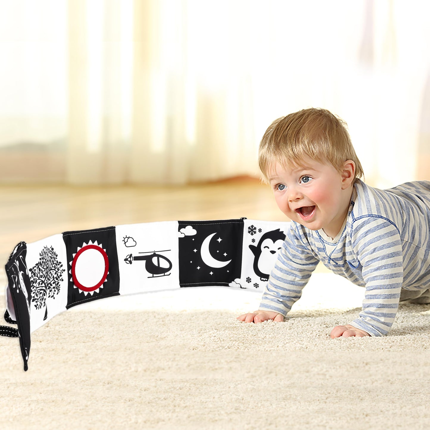 Chambom Black and White Baby Toys – High-Contrast Tummy Time Book & Sensory Montessori Toys for 0-12 Months