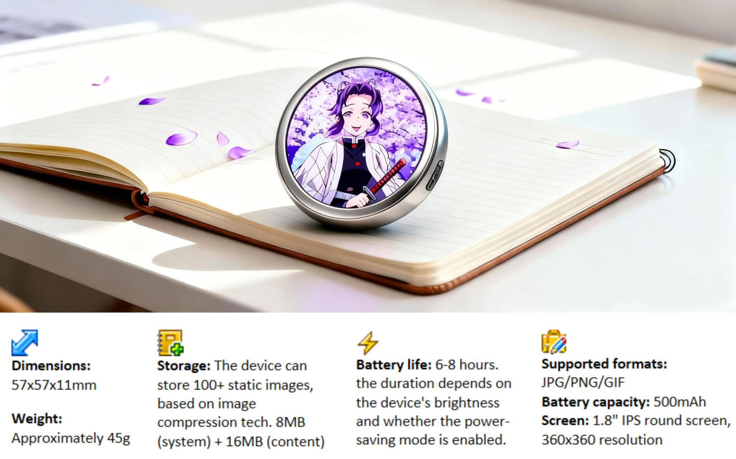 Chamii Ani-Pin: Digital Display Pin with LED Screen | Custom Anime Style Badge