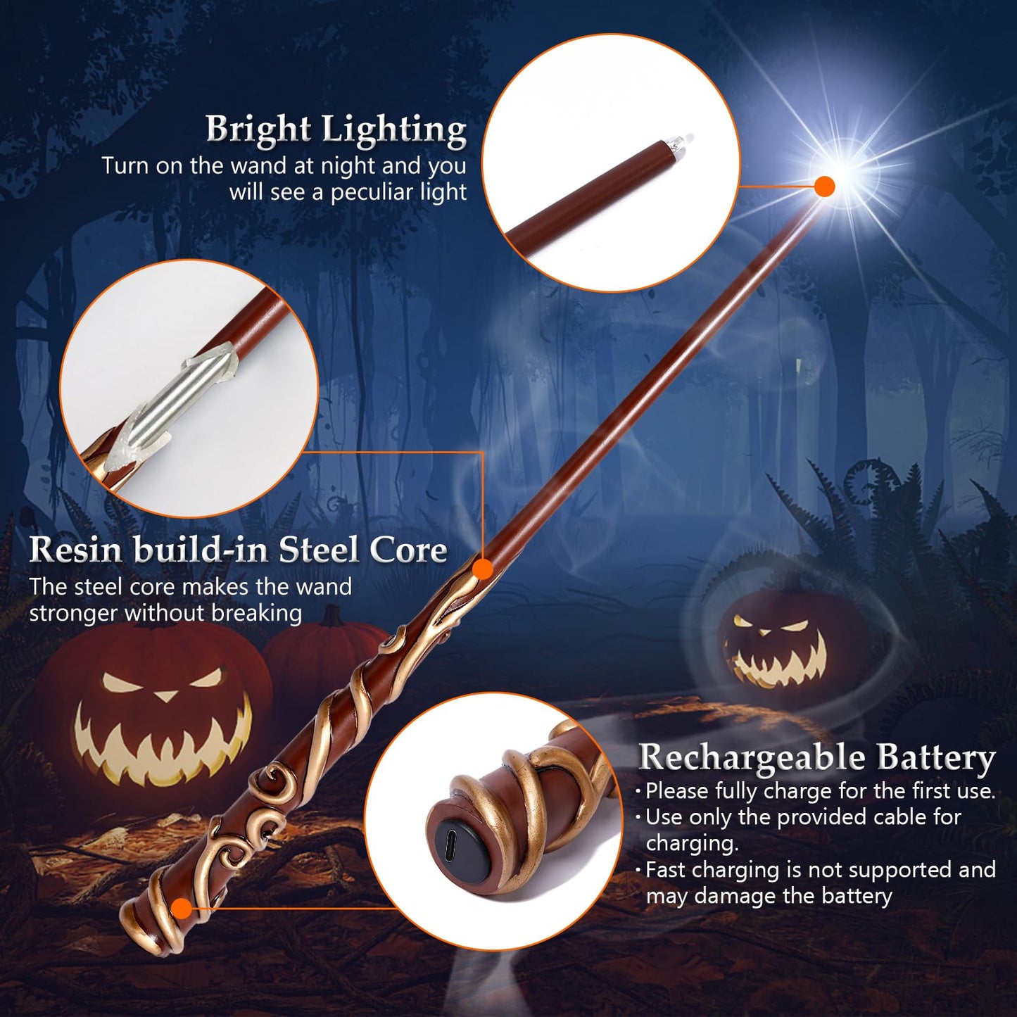 ChampWe Light Up Wizard Wand – Rechargeable Illuminating Toy for Kids (Ivy)