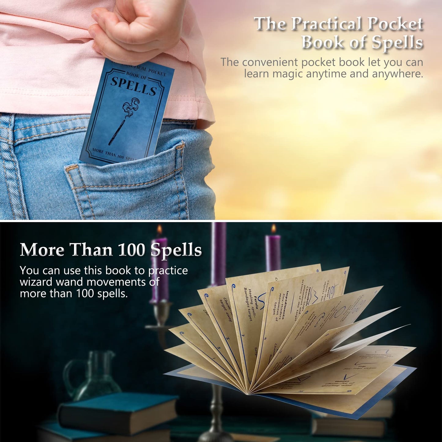 ChampWe Light Up Magic Wand with Spellbook & Gift Box | Rechargeable Illuminating Toy for Kids