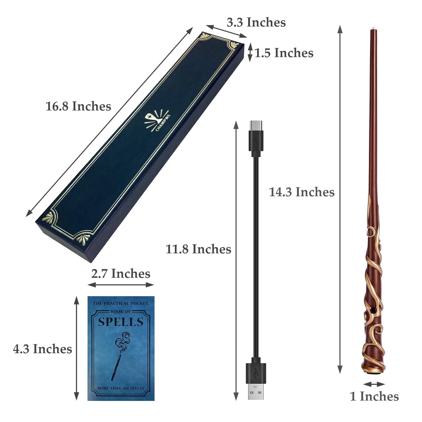 ChampWe Light Up Wizard Wand – Rechargeable Illuminating Toy for Kids (Ivy)
