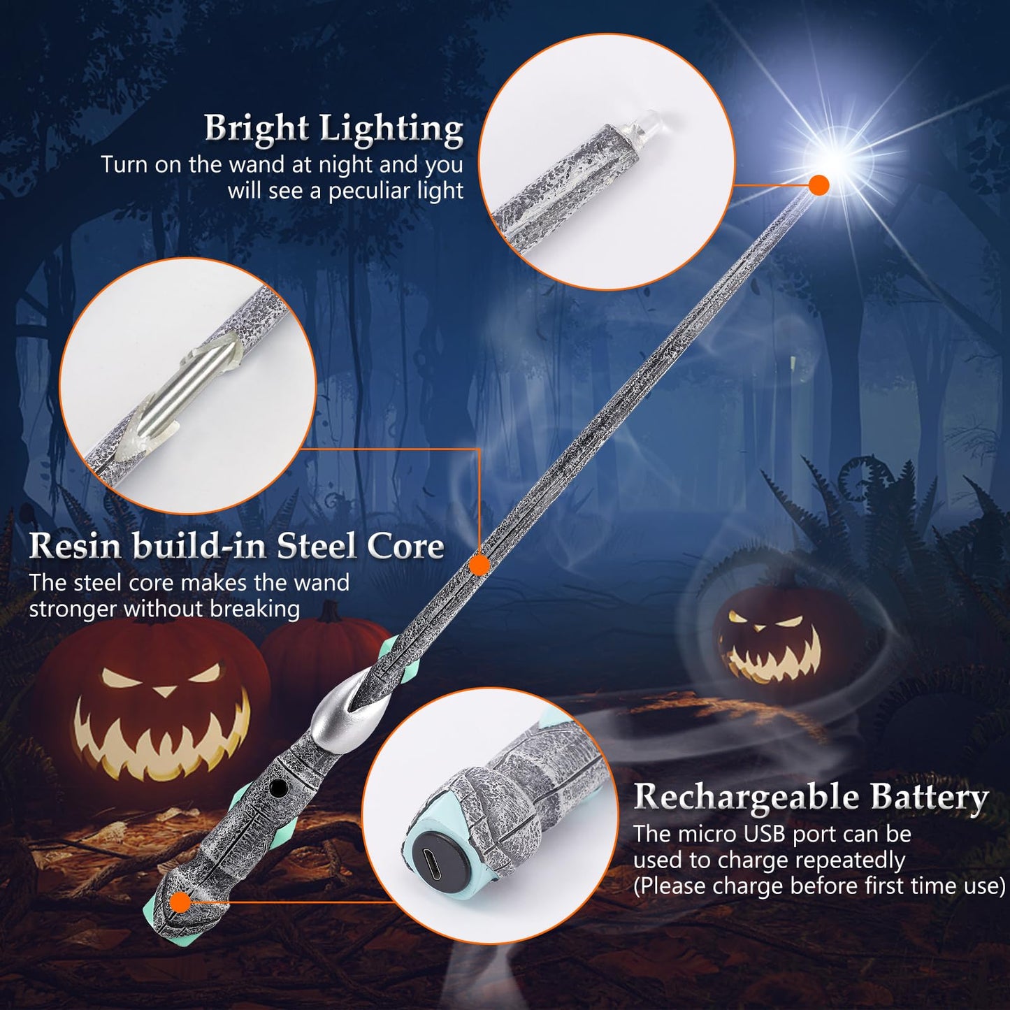 ChampWe Light Up Magic Wizard Wand – Blade, Rechargeable, 100 Spells, Gift Box