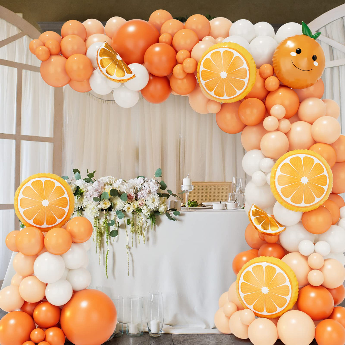 Chamrrille Little Cutie Balloon Arch Kit — 173PCS Orange Garland for Baby Shower