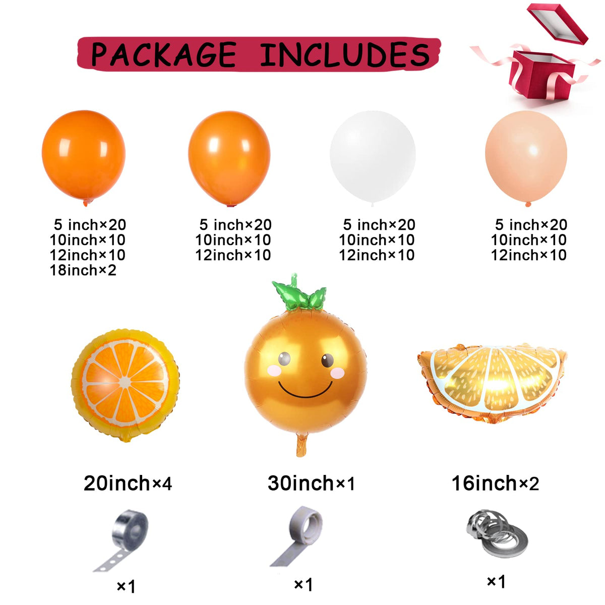 Chamrrille Little Cutie Balloon Arch Kit — 173PCS Orange Garland for Baby Shower