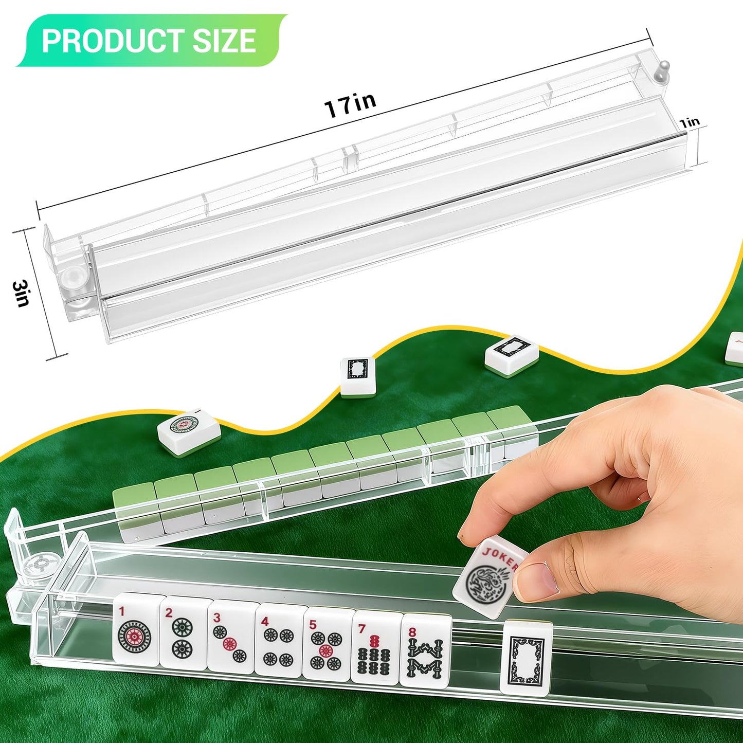 ChamThingzeal Mahjong Racks with Pushers – Set of 4, PC Material, 1.2-Inch Tiles, Includes Dice & Bag
