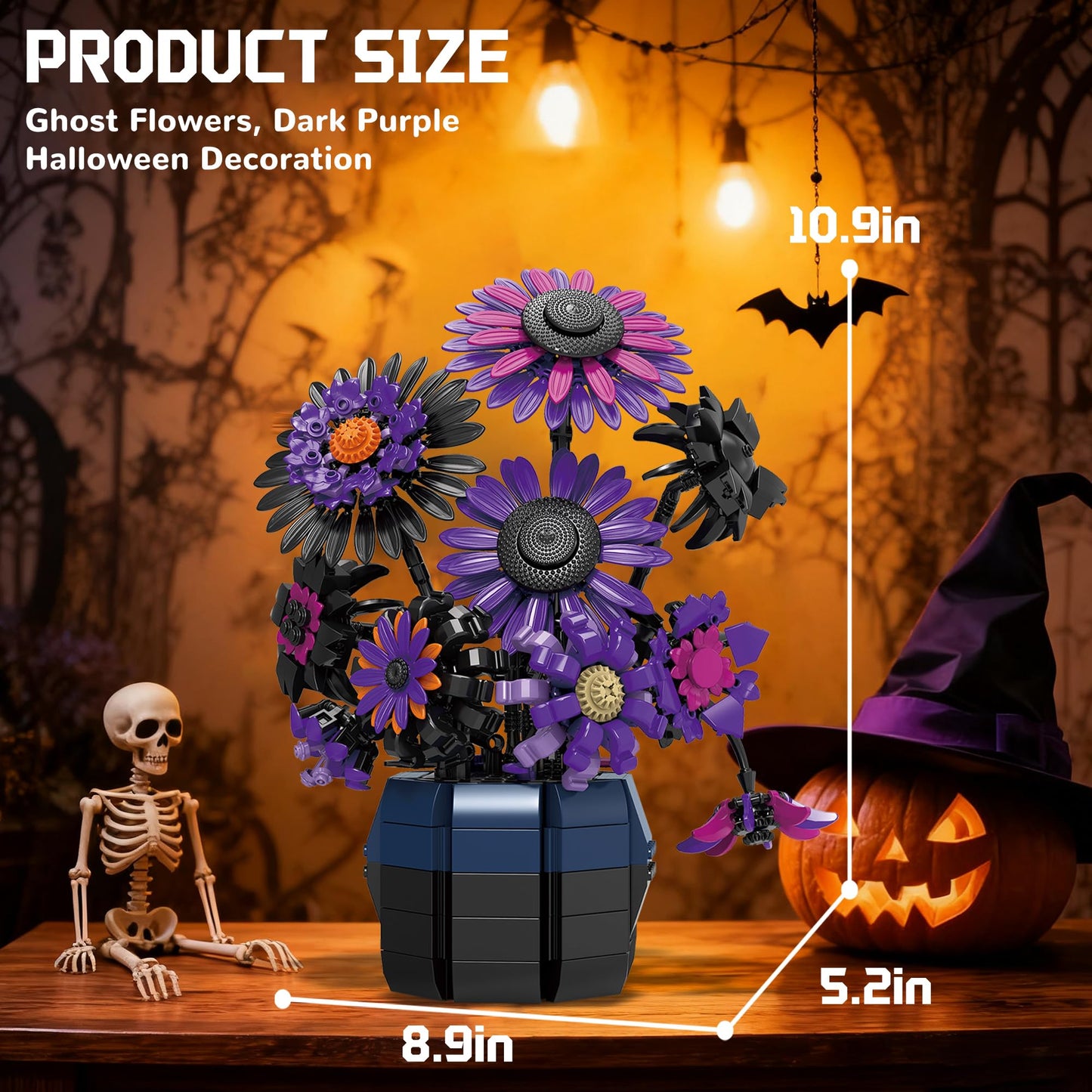 chanbrick Sunflower Building Set – Purple Cyberpunk Flowers, 1009 Pcs | Lego Botanical Collection Compatible for Adults