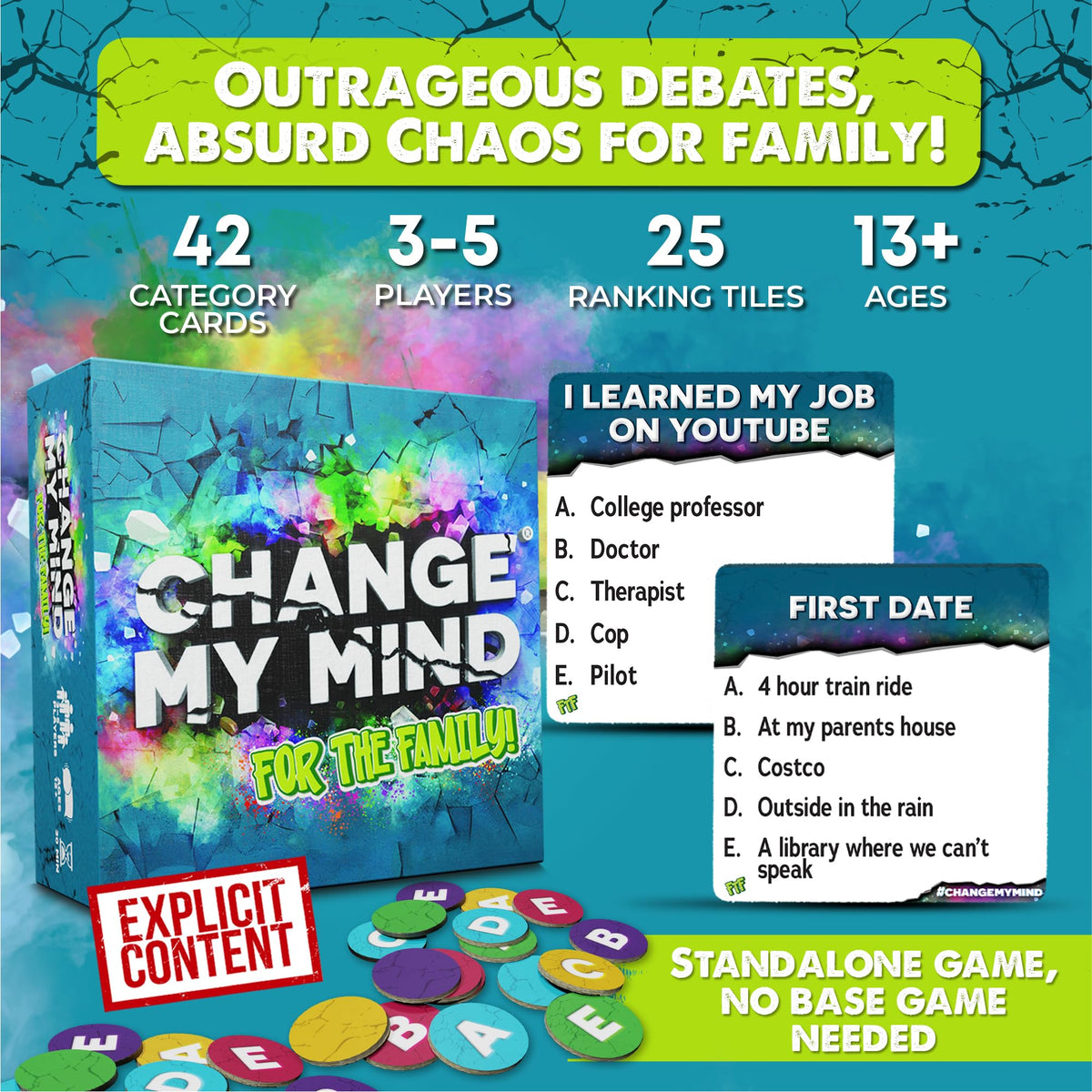 Change My Mind: For The Family – Standalone Family Party Game (Ages 13+, 3–5+ Players)