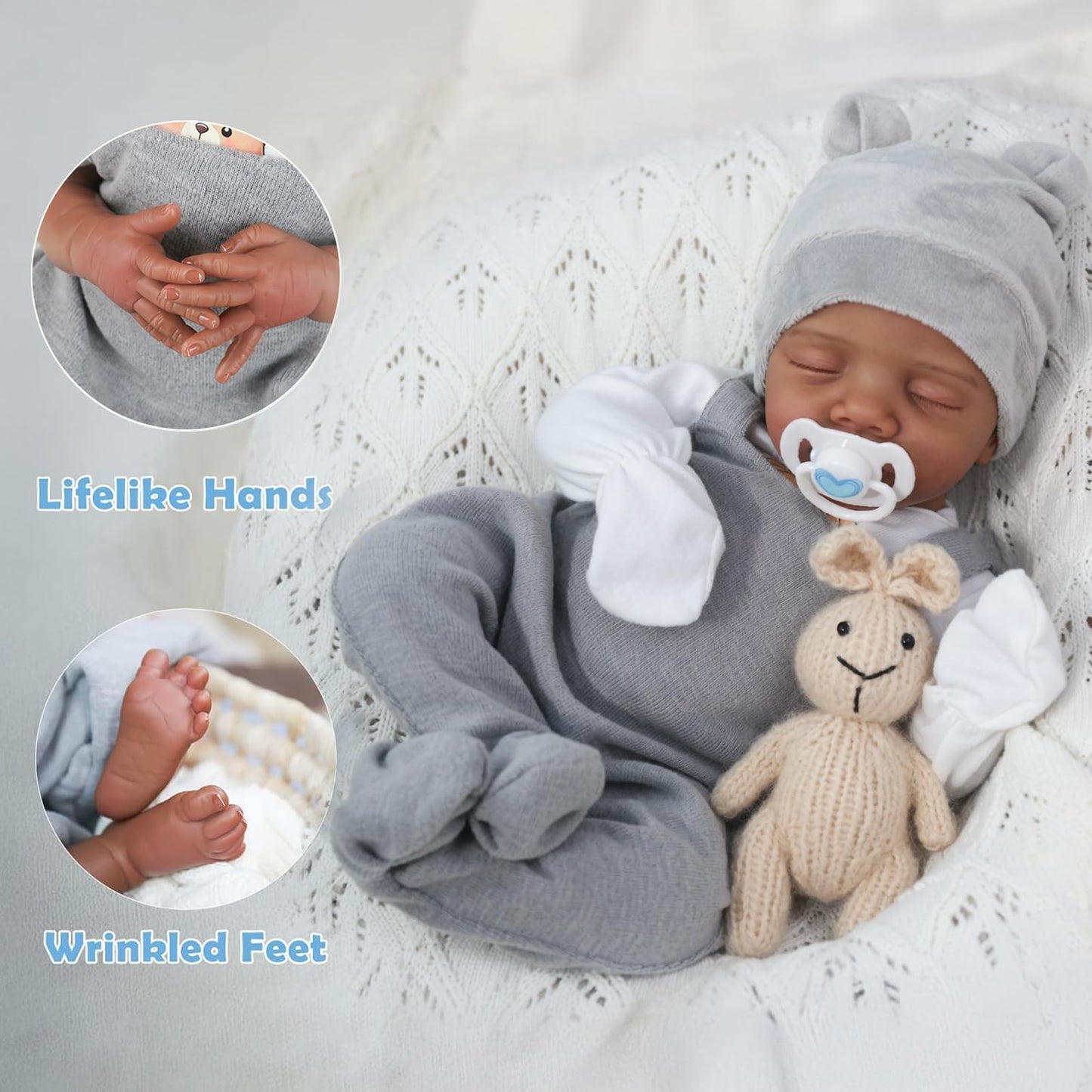 CHAREX Realistic Reborn Baby Doll Black – 18-Inch Lifelike African American Real Baby Boy with Accessories