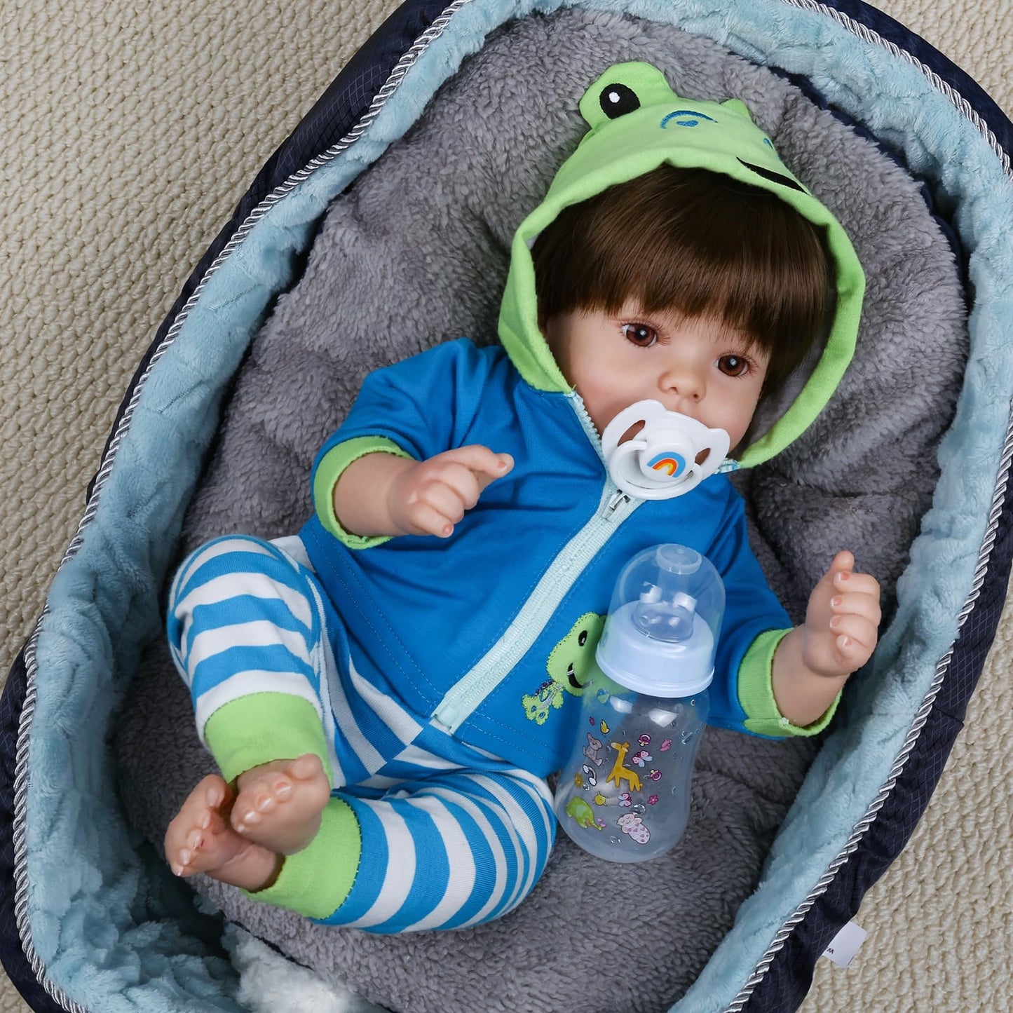 CHAREX Lifelike Reborn Baby Doll Boy — 18-Inch Soft Body Realistic Toddler Toy with Accessories