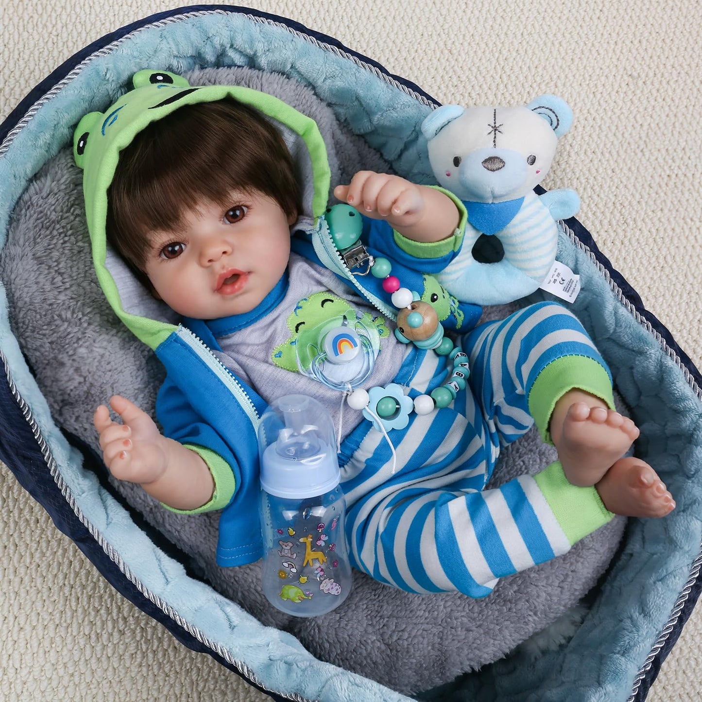 CHAREX Lifelike Reborn Baby Doll Boy — 18-Inch Soft Body Realistic Toddler Toy with Accessories