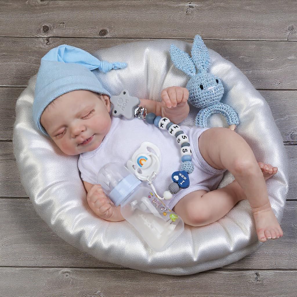 CHAREX Realistic Reborn Baby Doll Pascale — 18-Inch Sleeping Boy, Weighted Cloth Body, Gift Set