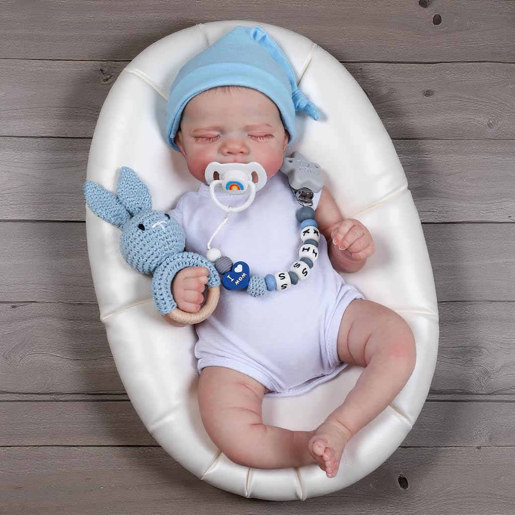 CHAREX Realistic Reborn Baby Doll Pascale — 18-Inch Sleeping Boy, Weighted Cloth Body, Gift Set