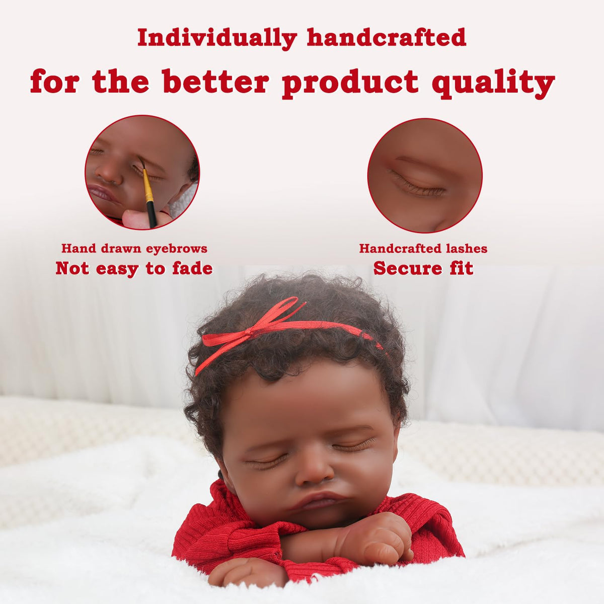 CHAREX Realistic 18-Inch Reborn Doll – African American Sleeping Newborn, Handcrafted & Safe for Kids 3+