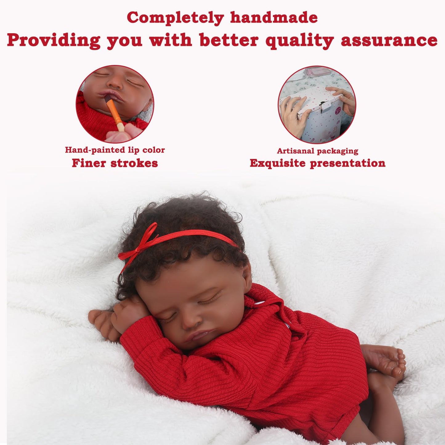 CHAREX Realistic 18-Inch Reborn Doll – African American Sleeping Newborn, Handcrafted & Safe for Kids 3+