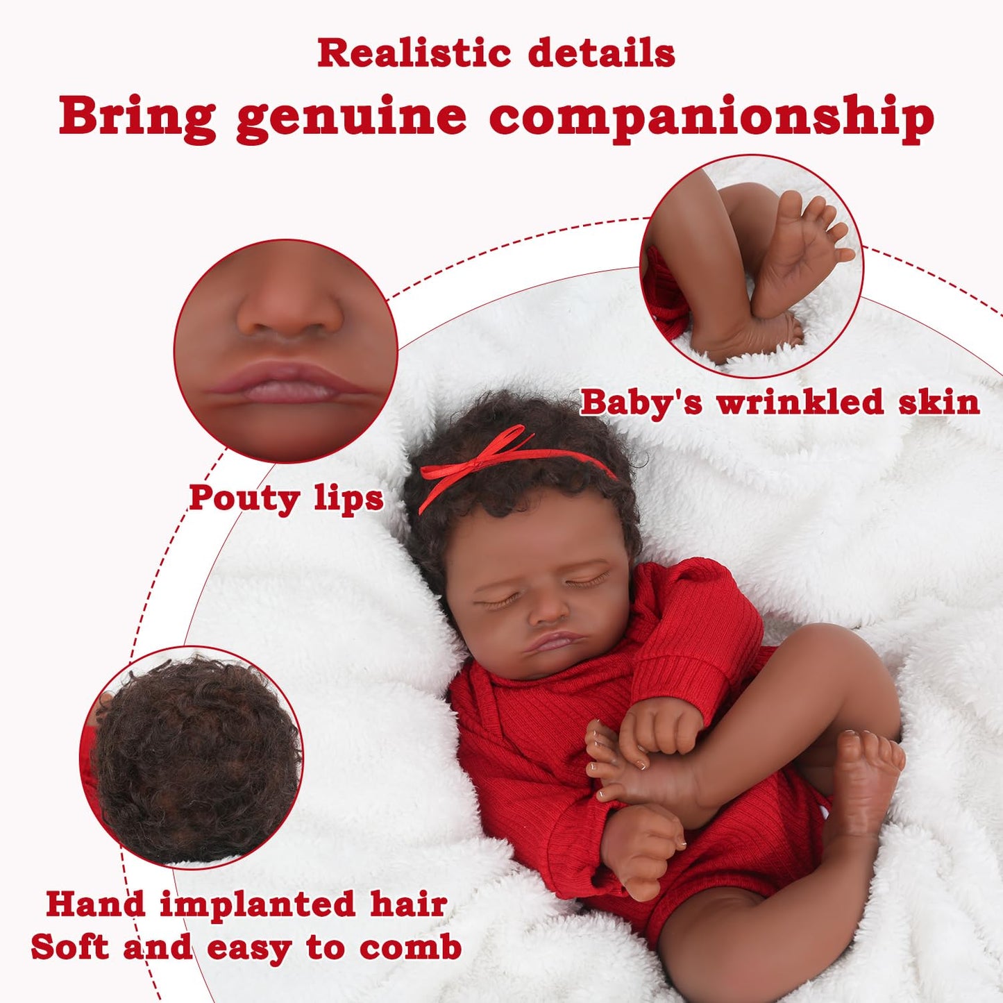 CHAREX Realistic 18-Inch Reborn Doll – African American Sleeping Newborn, Handcrafted & Safe for Kids 3+